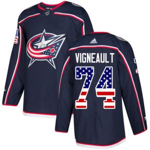Kinder Columbus Blue Jackets Eishockey Trikot Sam Vigneault #74 Authentic Navy Blau USA Flag Fashion